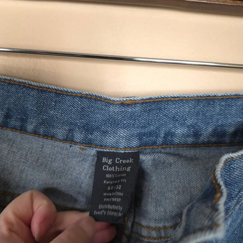 Big Creek Clothing Relaxed Fit 100% Cotton Straight Leg Jeans Size 44x32